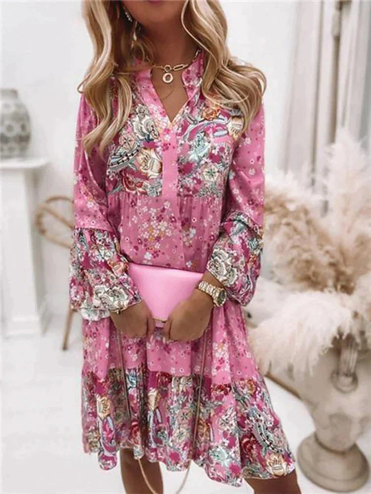 Indiana | Zomerjurk Dames - Bloemenprint, Lichtblauw